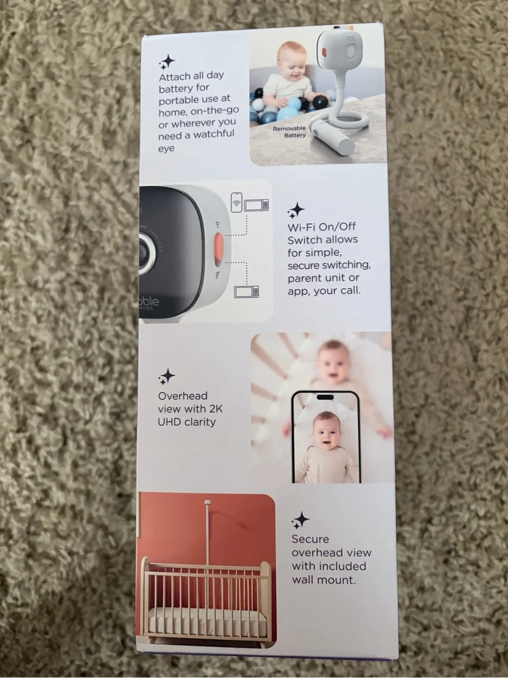GoBaby AI Portable Pro 2K UHD Baby Monitor - White